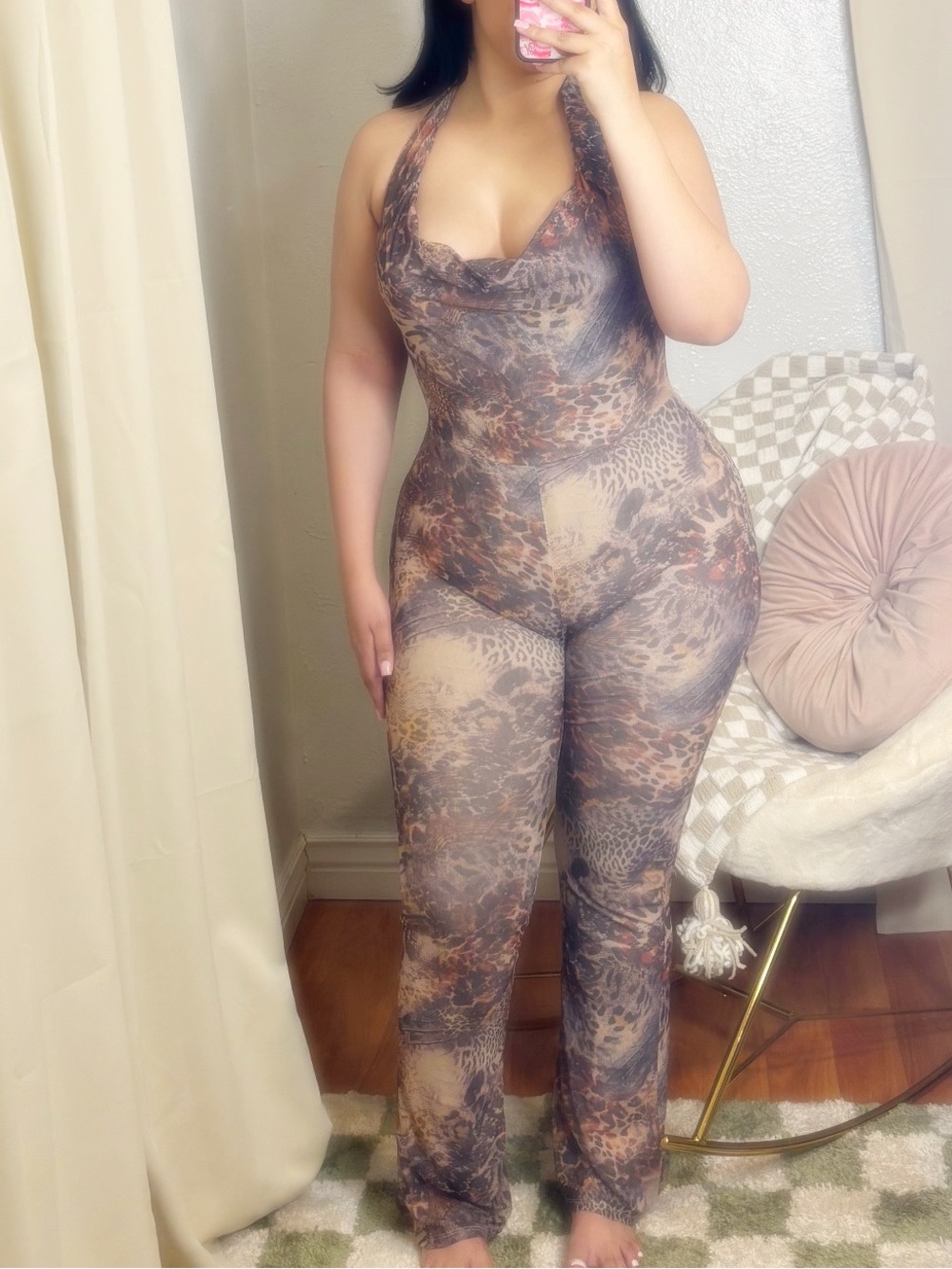 Fashion Nova No Time To Call Mesh Jumpsuit